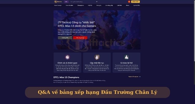 Q&A về bảng xếp hạng Đấu Trường Chân Lý