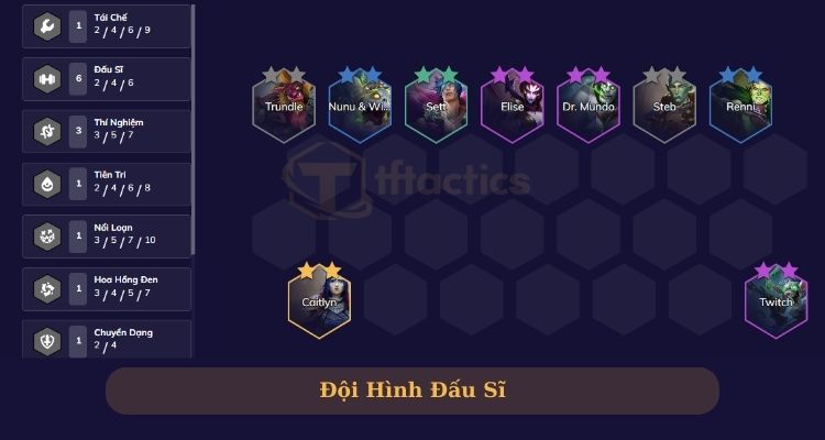 Đội hình Đấu Sĩ với Twitch là carry 