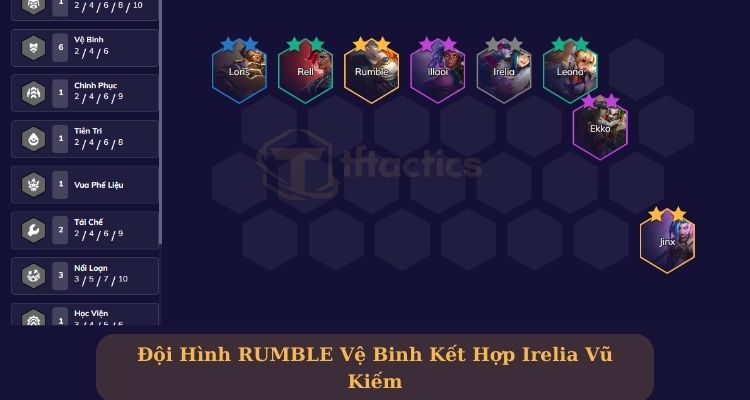 Đội hình Rumble Vệ Binh Kết Hợp Irelia Vũ Kiếm